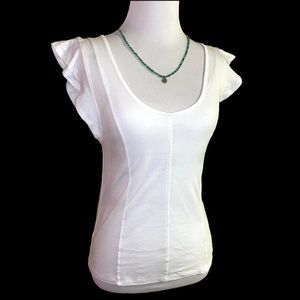 Free People flutter sleeve fitted top, white, size med (fits like small) Nwot
